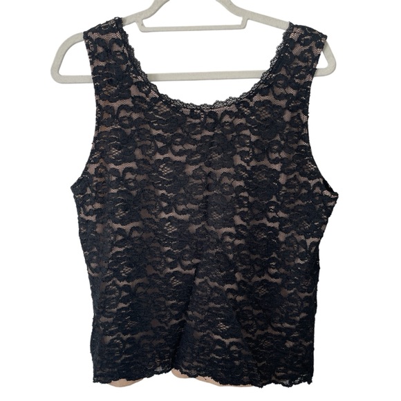 Coldwater Creek Black Lace Tank Top Date Night Whimsygoth Elegant Size XXL - Picture 2 of 8
